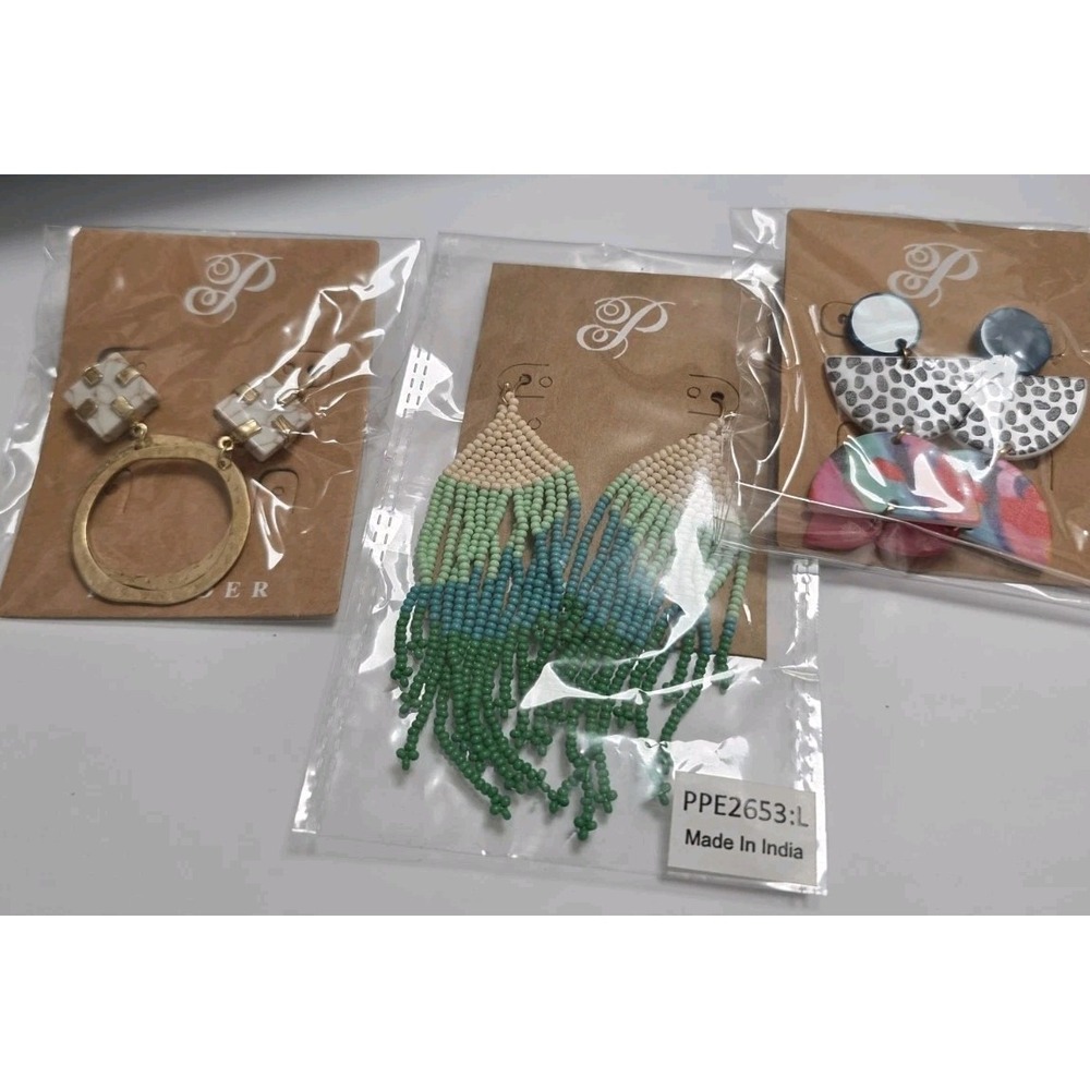 Plunder Earrings Lot Of 3 NWT Boho Beaded Statement Boutique Jewelry ✨